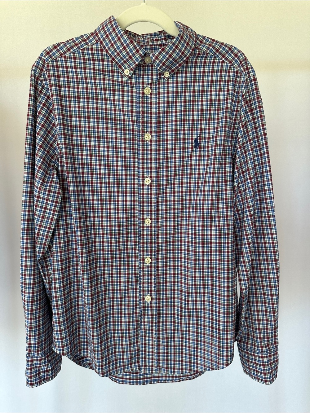 Polo Ralph Lauren Blue & Red Plaid Button-Down Shirt Medium Boys